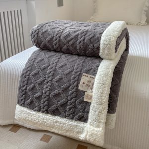 Solid Color Double Thick Jacquard Berber Fleece Blanket